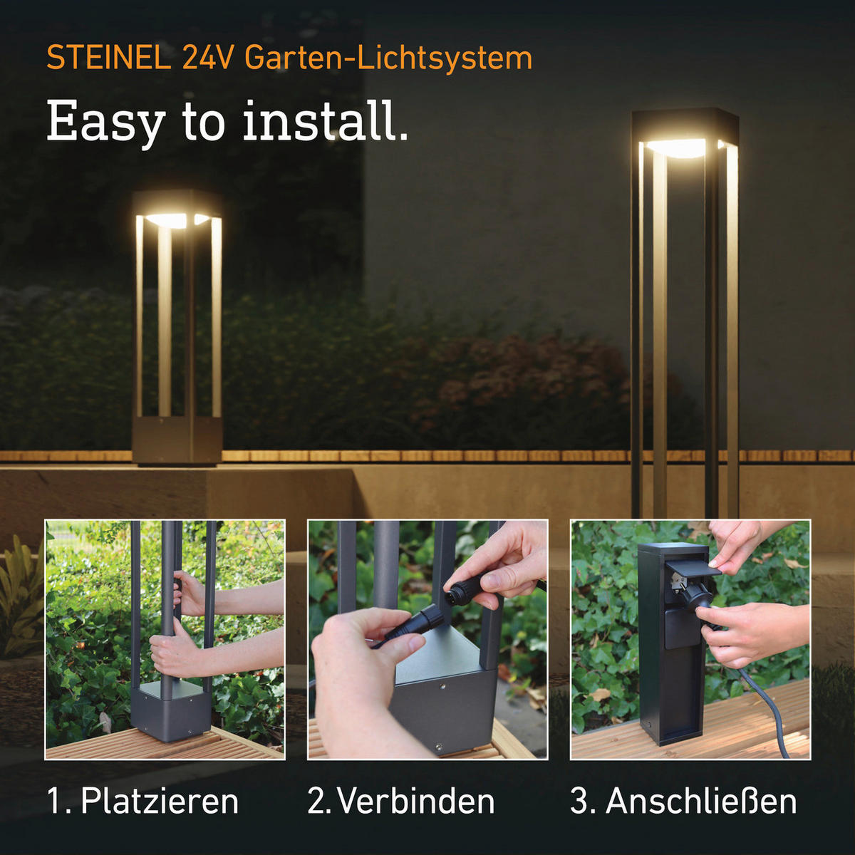 AUSSENLEUCHTE 24V Garten-Lichtsystem 13/86/13 cm  - Anthrazit, Trend, Metall (13/86/13cm) - Steinel