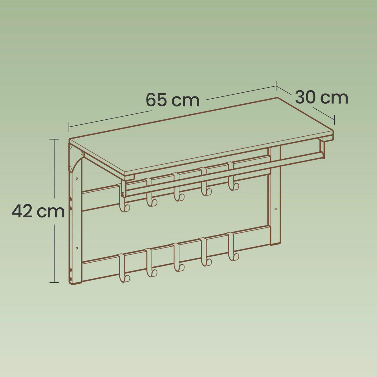 WANDGARDEROBE  in Schwarz, Greige  - Greige/Schwarz, MODERN, Holzwerkstoff/Metall (65/42/30cm) - MID.YOU