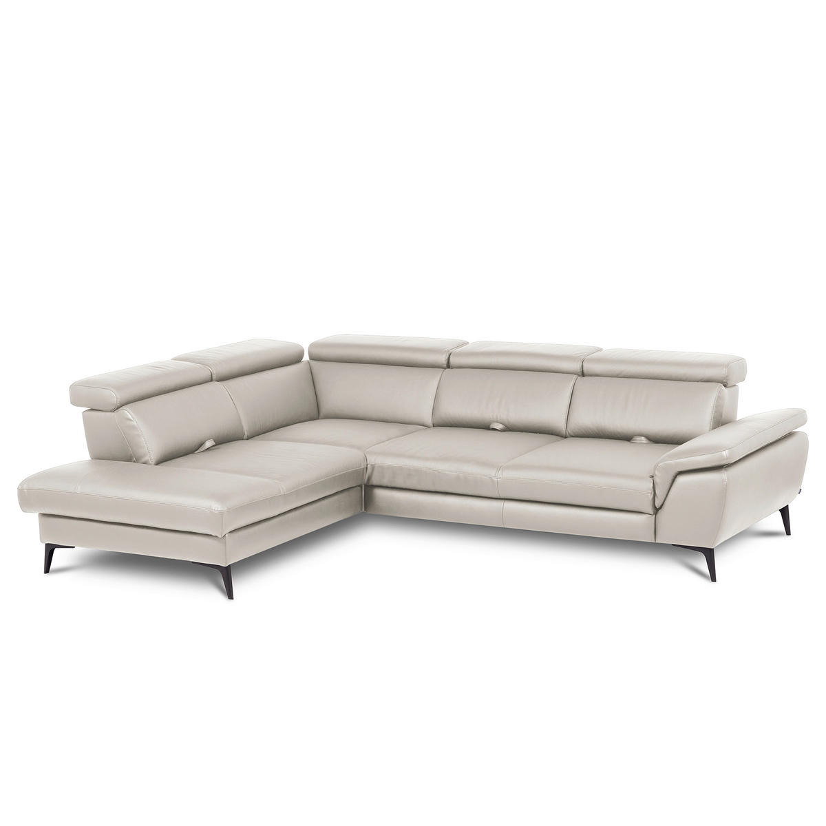 ECKSOFA  in Lederlook Echtleder Platinfarben  220/274 cm  - Platinfarben/Schwarz, Design, Leder/Textil (220/274cm) - Livetastic