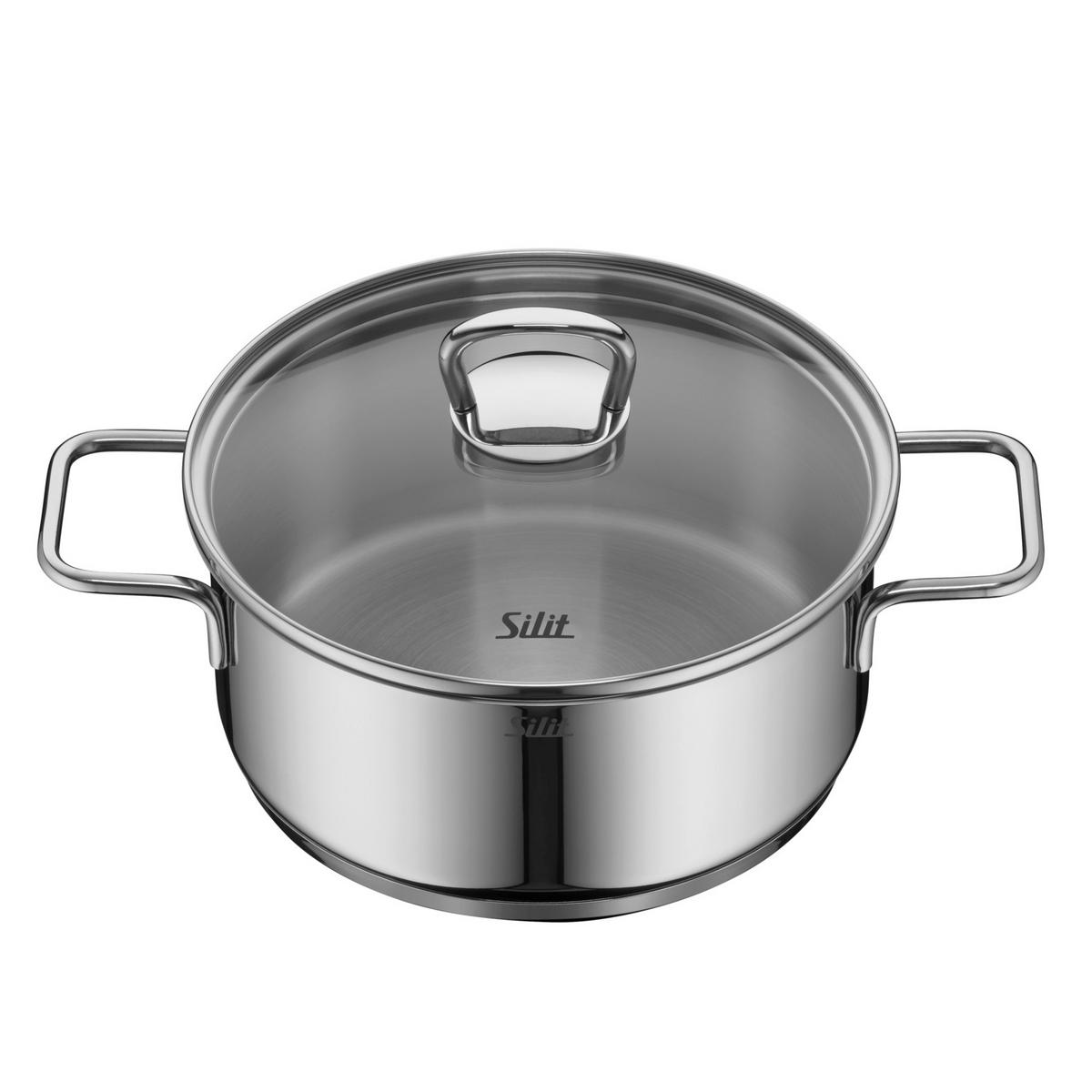 KOCHTOPFSET Alicante 5-teilig  - Edelstahlfarben, Basics, Glas/Metall (29,8/26/52,5cm) - Silit