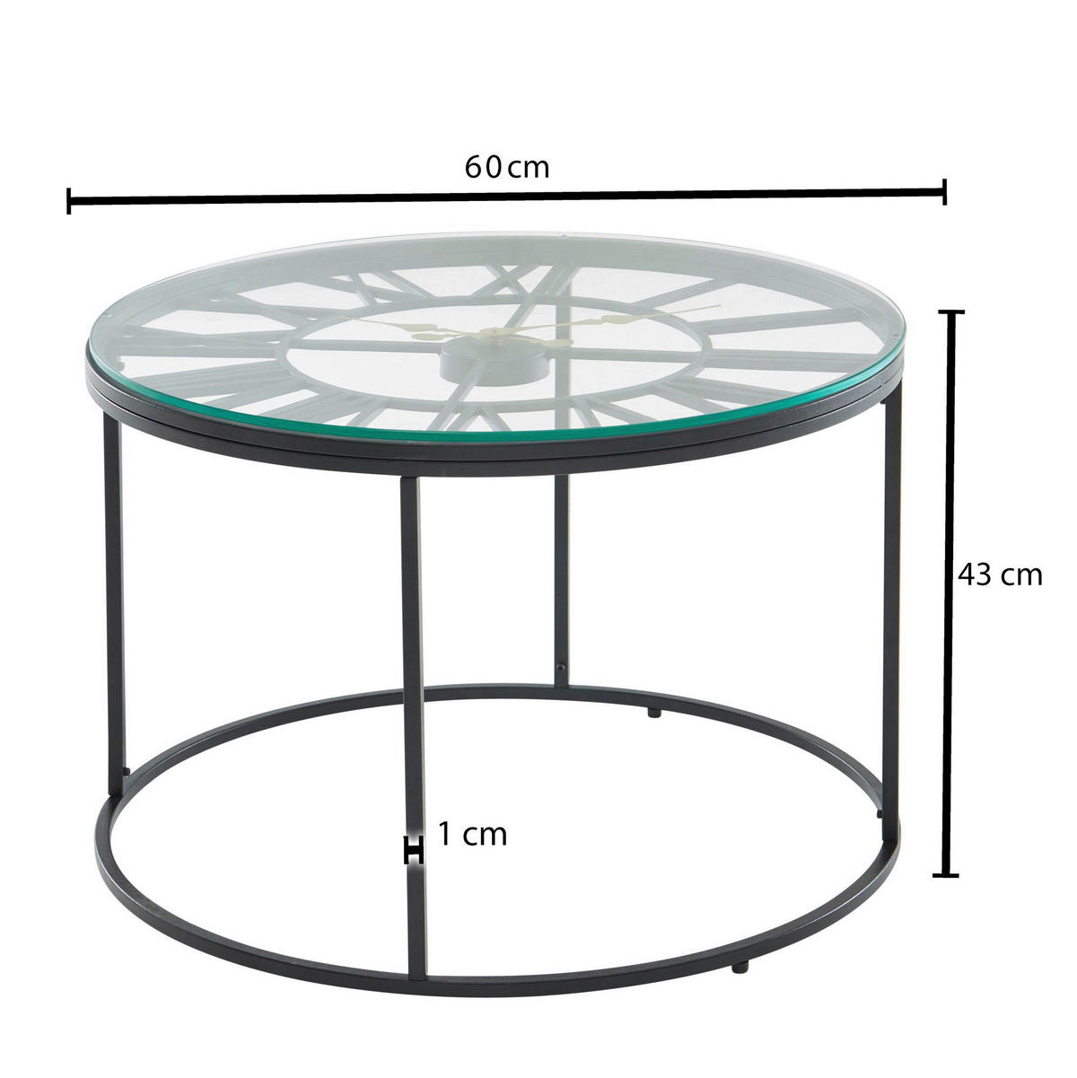 TABLE BASSE in Metall 60/60/43 cm  - Schwarz, Design, Glas/Metall (60/60/43cm) - MID.YOU