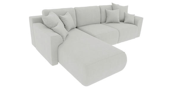 ECKSOFA in Velours Hellgrau  - Chromfarben/Hellgrau, KONVENTIONELL, Kunststoff/Textil (195/293cm) - Carryhome