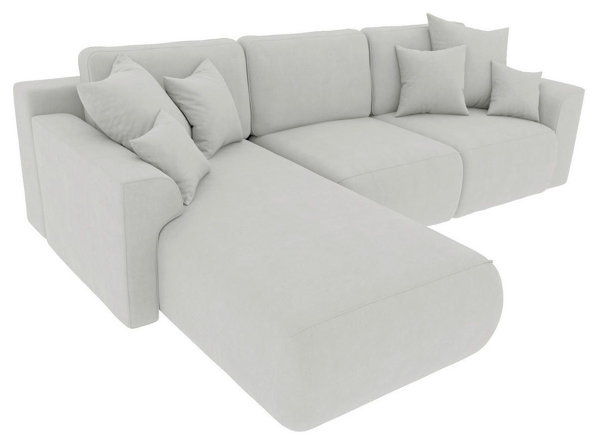 ECKSOFA in Velours Hellgrau  195/293 cm  - Chromfarben/Hellgrau, KONVENTIONELL, Kunststoff/Textil (195/293cm) - Carryhome