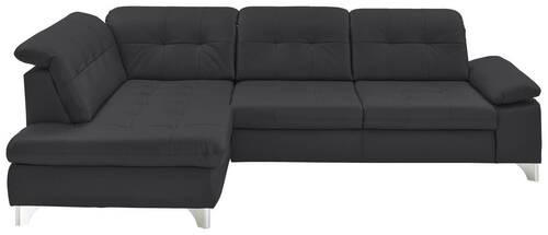 ECKSOFA in Echtleder Anthrazit  211/309 cm  - Anthrazit, Basics, Leder/Metall (211/309cm) - Beldomo Speed