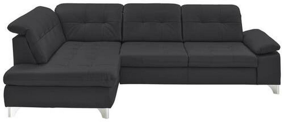 ECKSOFA in Echtleder Anthrazit  - Anthrazit, Basics, Leder/Metall (211/309cm) - Beldomo Speed