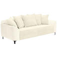 3-SITZER-SOFA in Cord, Velours Creme  - Creme/Schwarz, KONVENTIONELL, Textil/Metall (228/84/99cm) - Carryhome