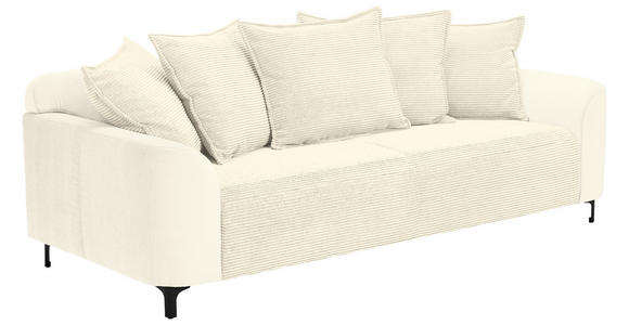 3-SITZER-SOFA in Cord, Velours Creme  - Creme/Schwarz, KONVENTIONELL, Textil/Metall (228/84/99cm) - Carryhome