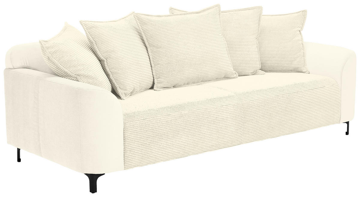 3-SITZER-SOFA in Cord, Velours Creme  - Creme/Schwarz, Konventionell, Textil/Metall (228/84/99cm) - Carryhome
