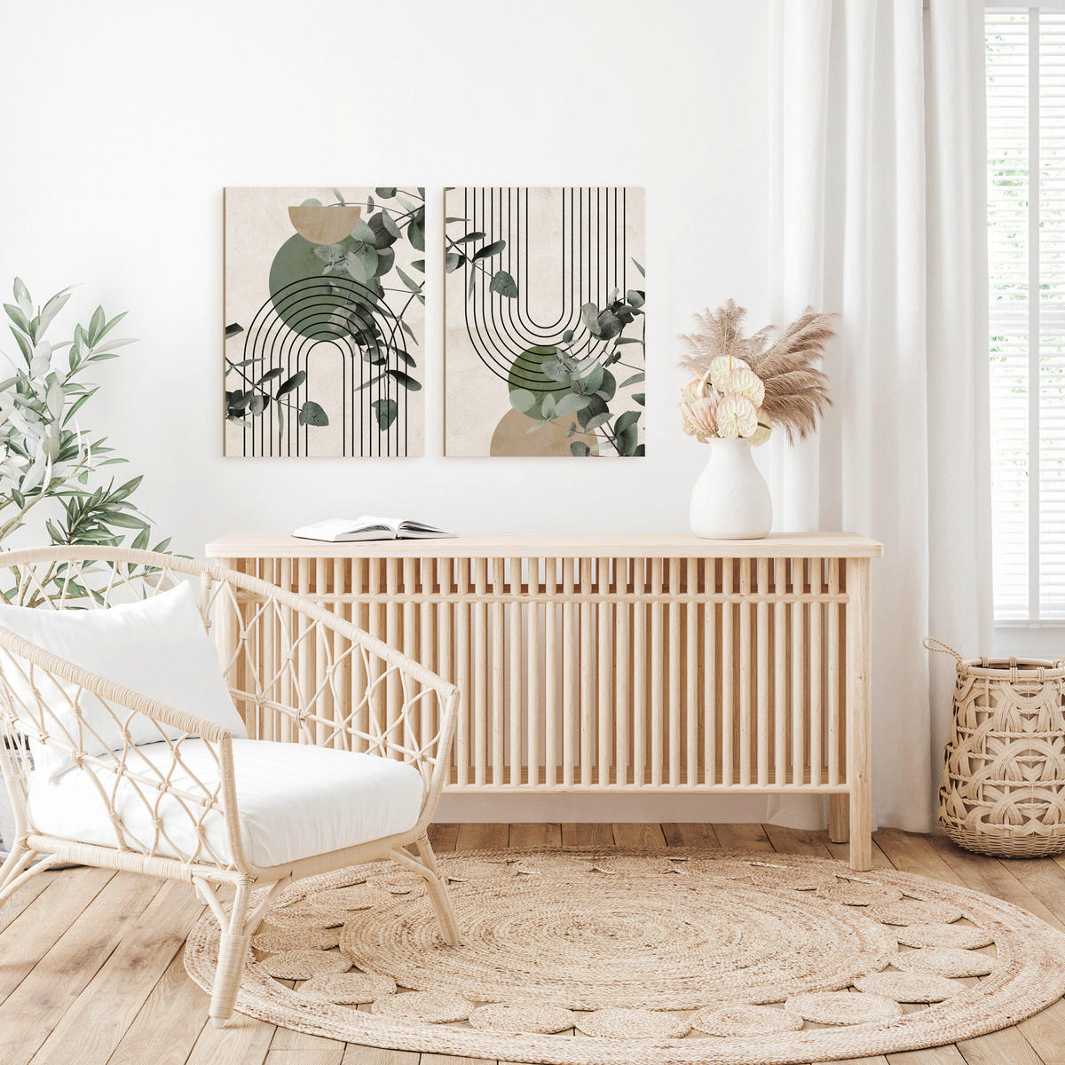 BILDERSET 2x32/42 cm  - Multicolor, Basics, Holz/Textil (2x32/42cm)