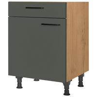 SCHUBKASTENUNTERSCHRANK 60/87/56 cm  in Grün, Eichefarben  - Eichefarben/Schwarz, MODERN, Holzwerkstoff/Metall (60/87/56cm) - Nobilia