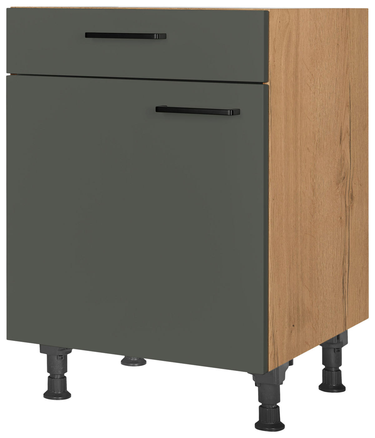 SCHUBKASTENUNTERSCHRANK 60/87/56 cm  in Grün, Eichefarben  - Eichefarben/Schwarz, MODERN, Holzwerkstoff/Metall (60/87/56cm) - Nobilia