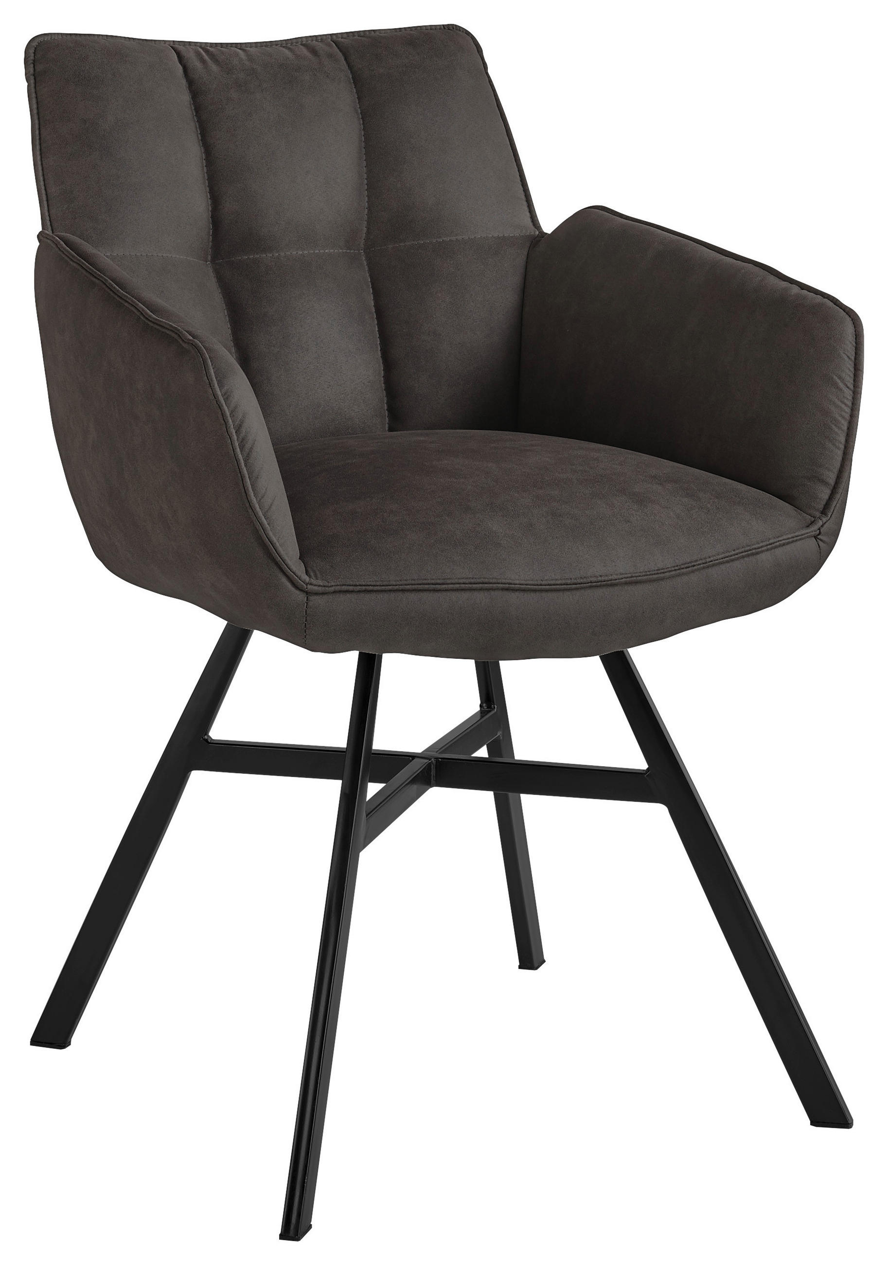 ARMLEHNSTUHL  in Mikrofaser  - Schwarz/Grau, Design, Textil/Metall (60/84/65cm) - SetOne by Musterring