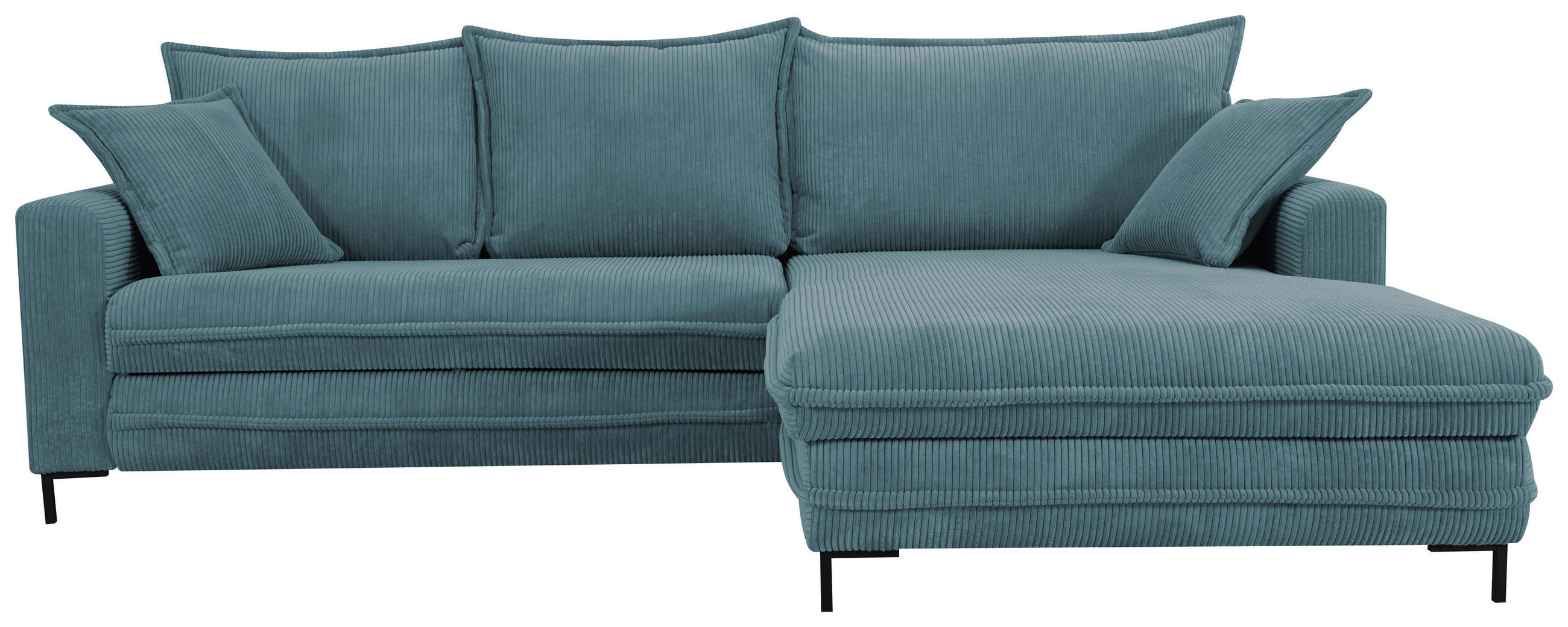 ECKSOFA Blau Bettkasten, Schlaffunktion, Liegefläche im Originalstoff  - Blau/Schwarz, Design, Textil/Metall (272/174cm) - MID.YOU