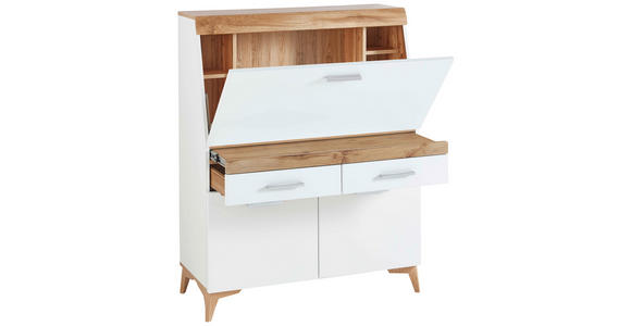 SEKRETÄR  Kabeldurchlass, Stauraum  - Eichefarben/Alufarben, Trend, Holzwerkstoff/Kunststoff (98/124/39,6cm) - Carryhome