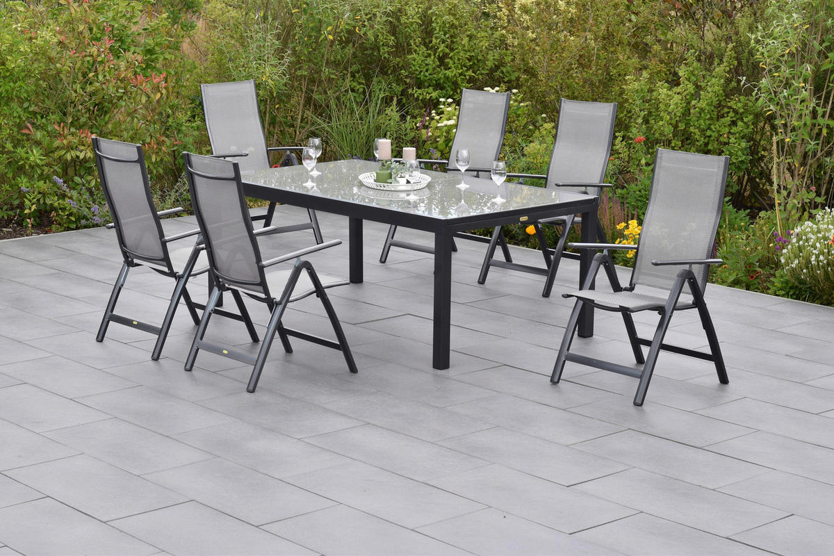 GARTENSET Aluminium  - Graphitfarben/Braun, MODERN, Textil/Metall - Gardenson