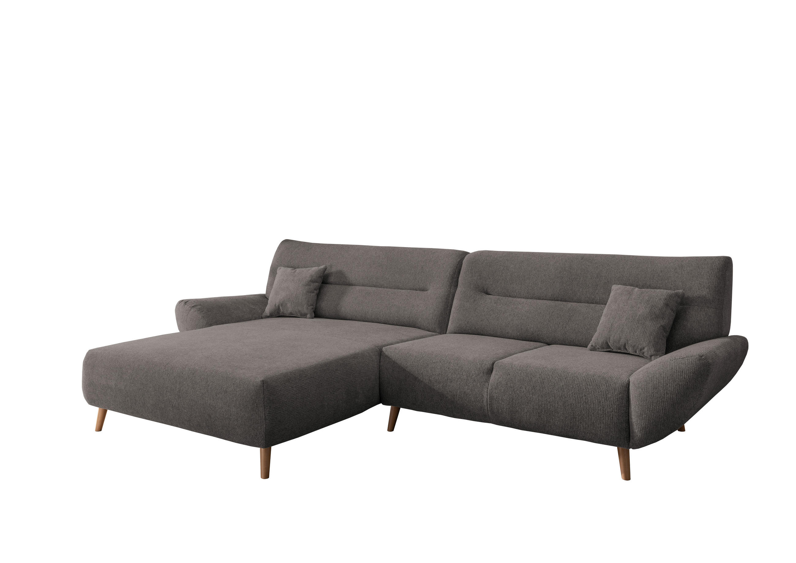 ECKSOFA in Chenille Graubraun  - Wildeiche/Graubraun, Modern, Holz/Textil (166/290cm) - MID.YOU