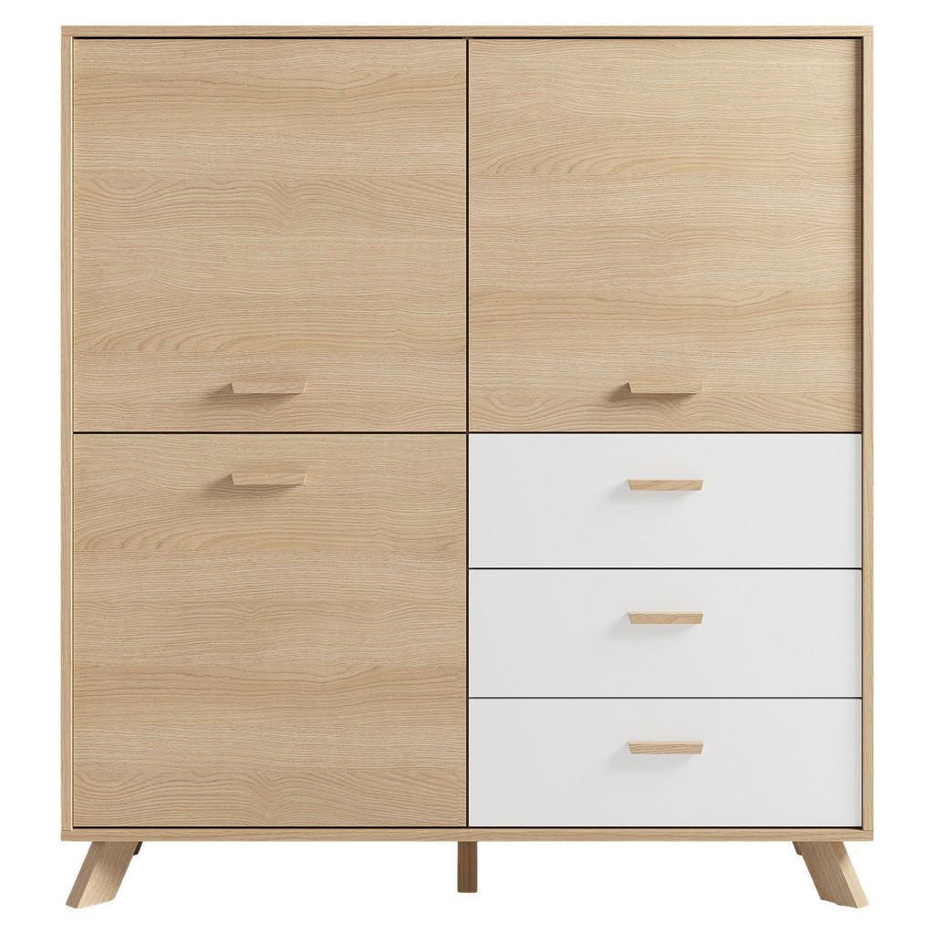 Highboard Bastian Eiche Bianco/Weiß B: 120 cm