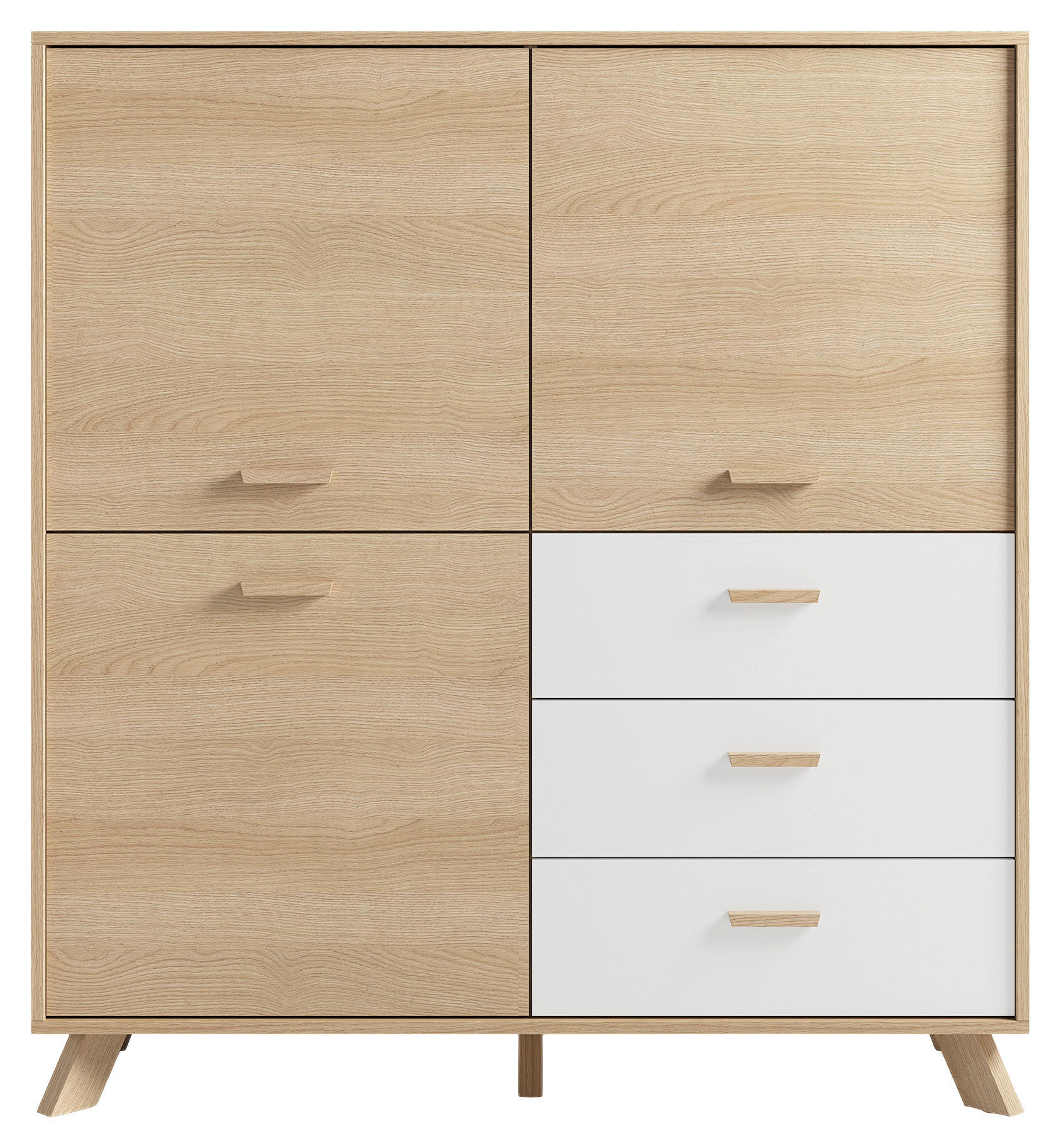 Mid.you Highboard Weiß, Eiche Bianco 120x131x36.5 cm