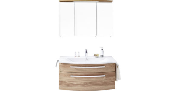 BADEZIMMER in 100 cm - Eichefarben/Weiß, KONVENTIONELL, Glas/Keramik (100cm) - Novel
