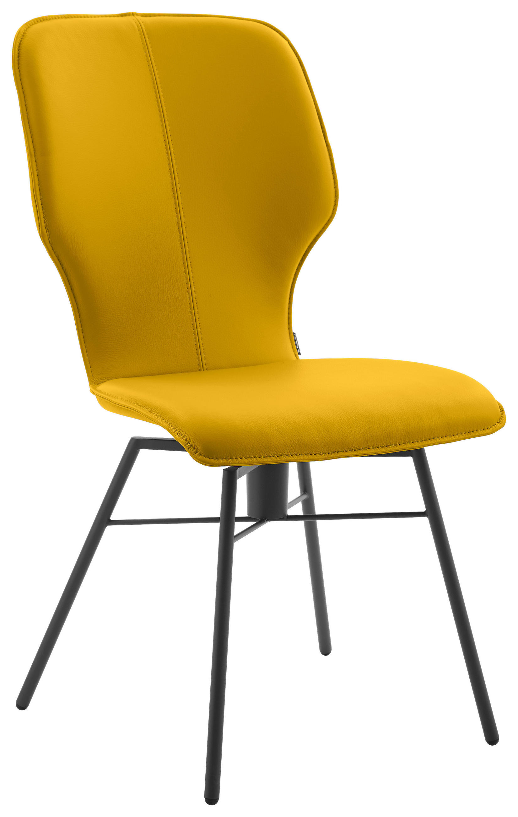 STUHL Echtleder Gelb  - Dunkelgrau/Gelb, Design, Leder/Metall (49/95/63cm) - Musterring