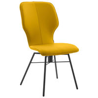 STUHL Echtleder Gelb  - Dunkelgrau/Gelb, Design, Leder/Metall (49/95/63cm) - Musterring