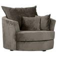 SESSEL in Chenille Dunkelgrau  - Dunkelgrau/Schwarz, KONVENTIONELL, Textil/Metall (115/72/115cm) - Carryhome