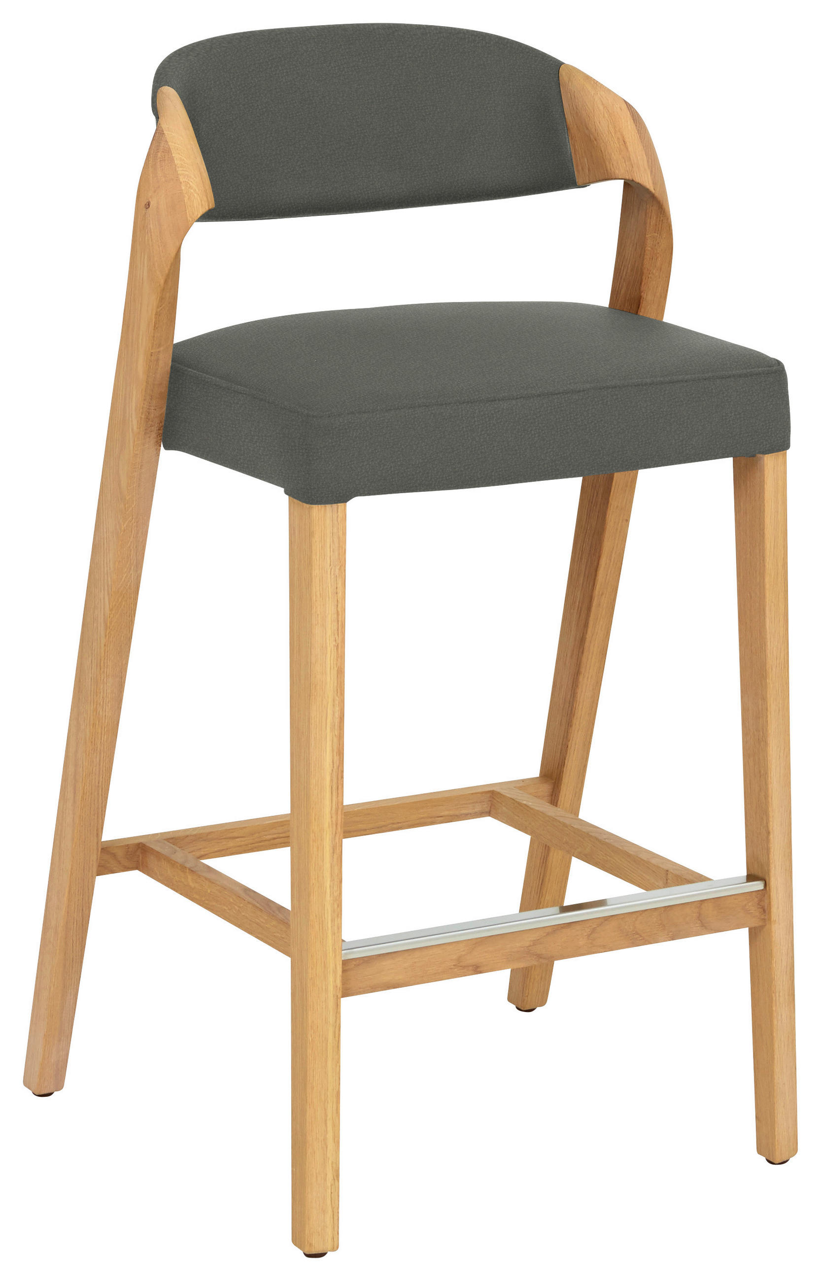 TRESENSTUHL in Grau, Wildeiche  - Wildeiche/Grau, Natur, Leder/Holz (51/93/49cm) - Voglauer