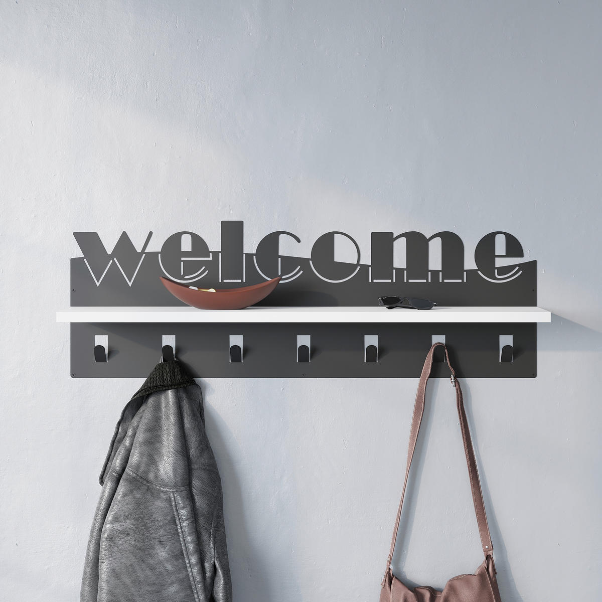 VÄGGHÄNGARE 86/27/15 cm  - vit, Design, metall/trämaterial (86/27/15cm) - Livetastic
