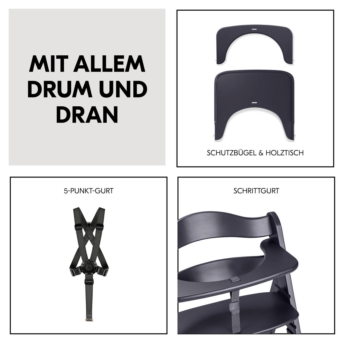 HOCHSTUHL Beta+ Anthrazit Dark Grey  - Anthrazit, Basics, Holz (48/79/58cm) - Hauck