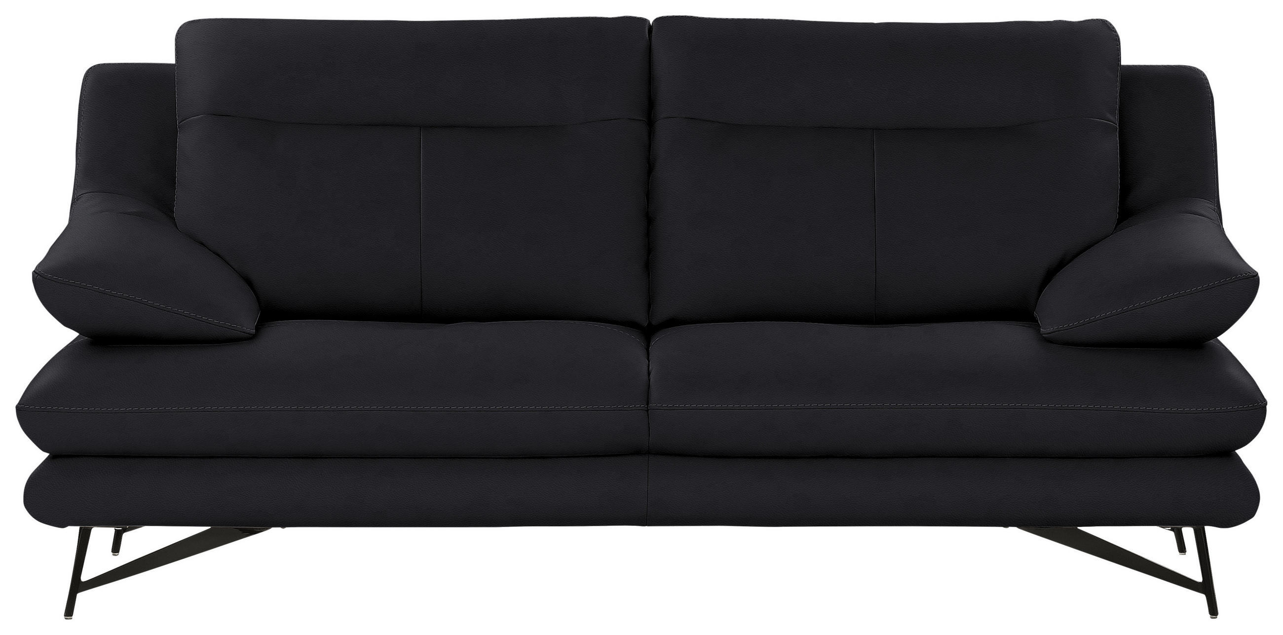 3-SITZER-SOFA in Leder Dunkelblau  - Dunkelblau, Design, Leder/Metall (215/90/109cm)