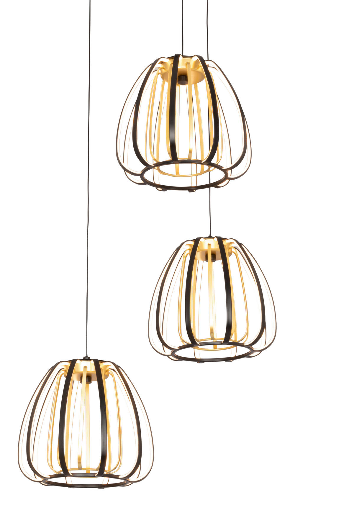 ZÁVESNÉ LED SVIETIDLO, 49/23/150 cm  - čierna/zlatá, Design, kov/plast (49/23/150cm) - Novel