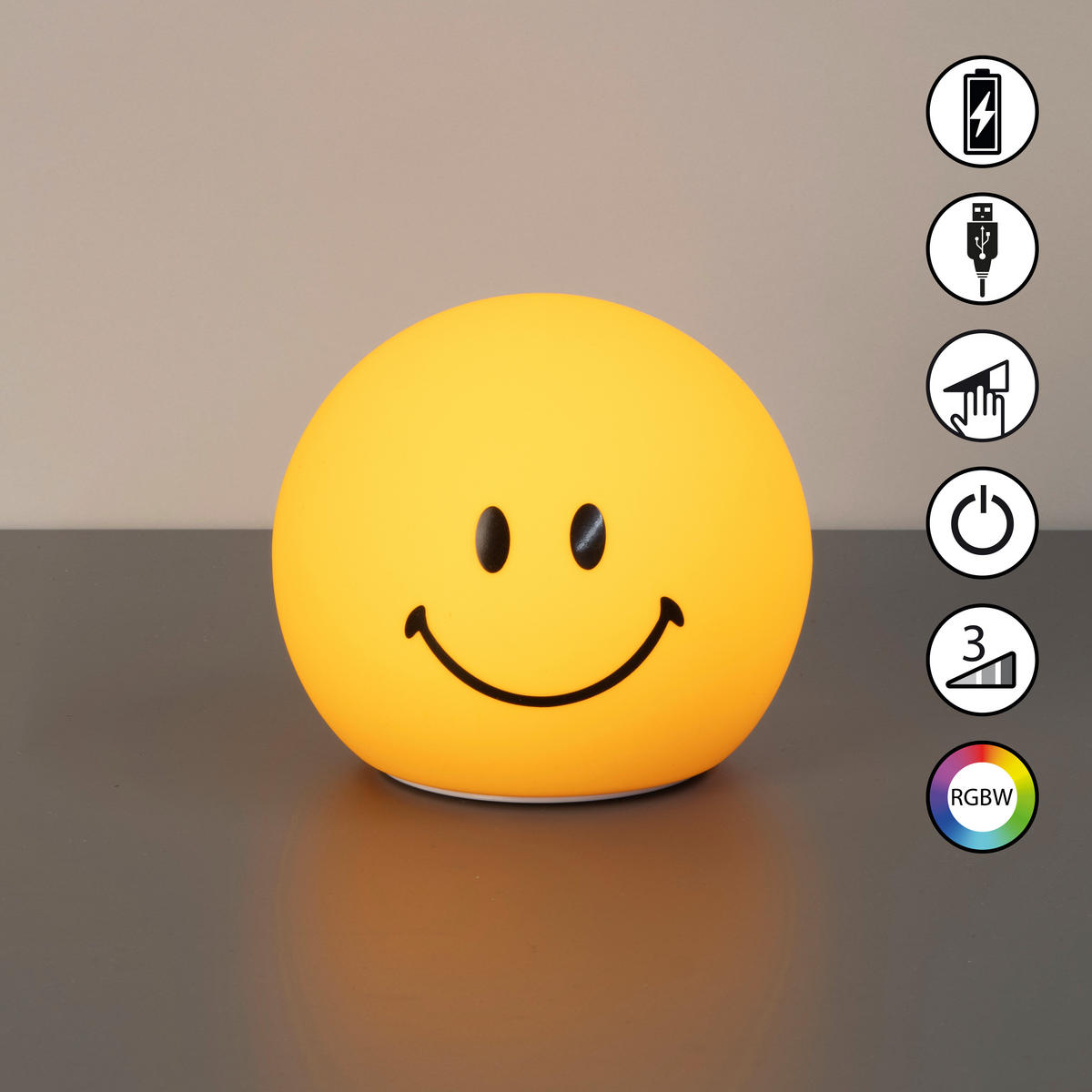KINDER-NACHTLICHT GlowMoji 12/12/13 cm   - Gelb, Trend, Kunststoff (12/12/13cm)