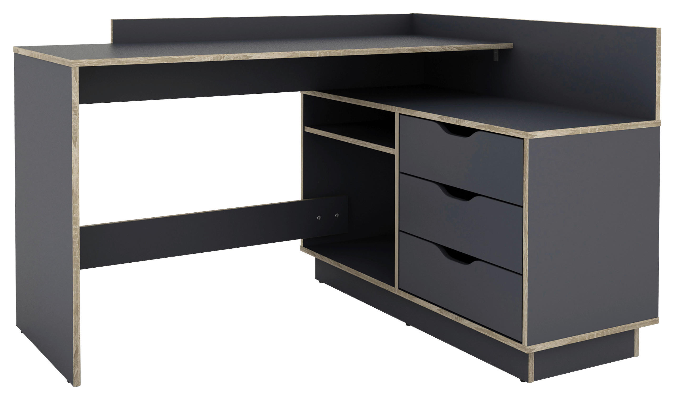 Eckschreibtisch Belfast Anthrazit B: 105 cm