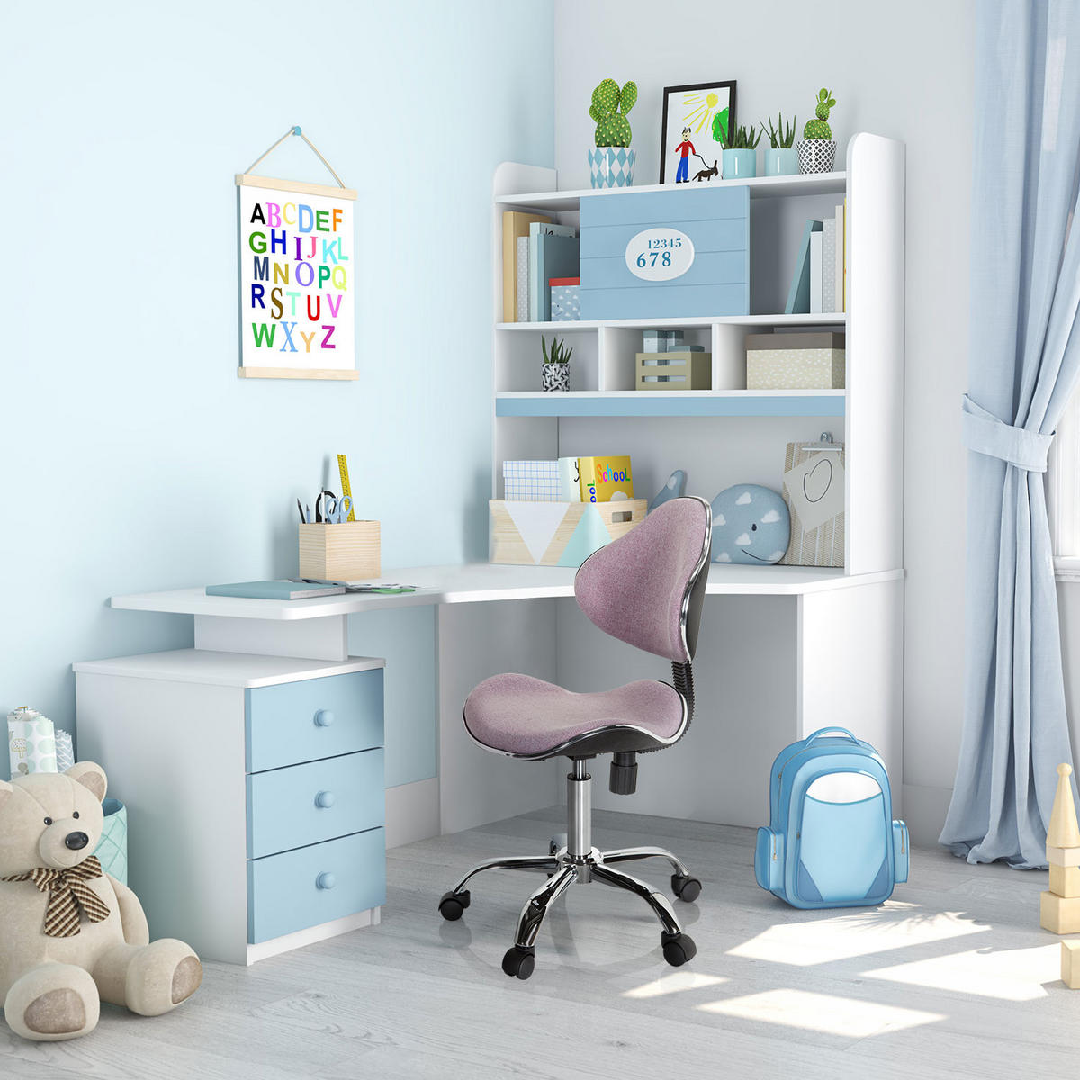 OTOČNÁ ŽIDLE PRO MLÁDEŽ, růžová - růžová, Basics, plast (47/87-98/49cm) - MID.YOU