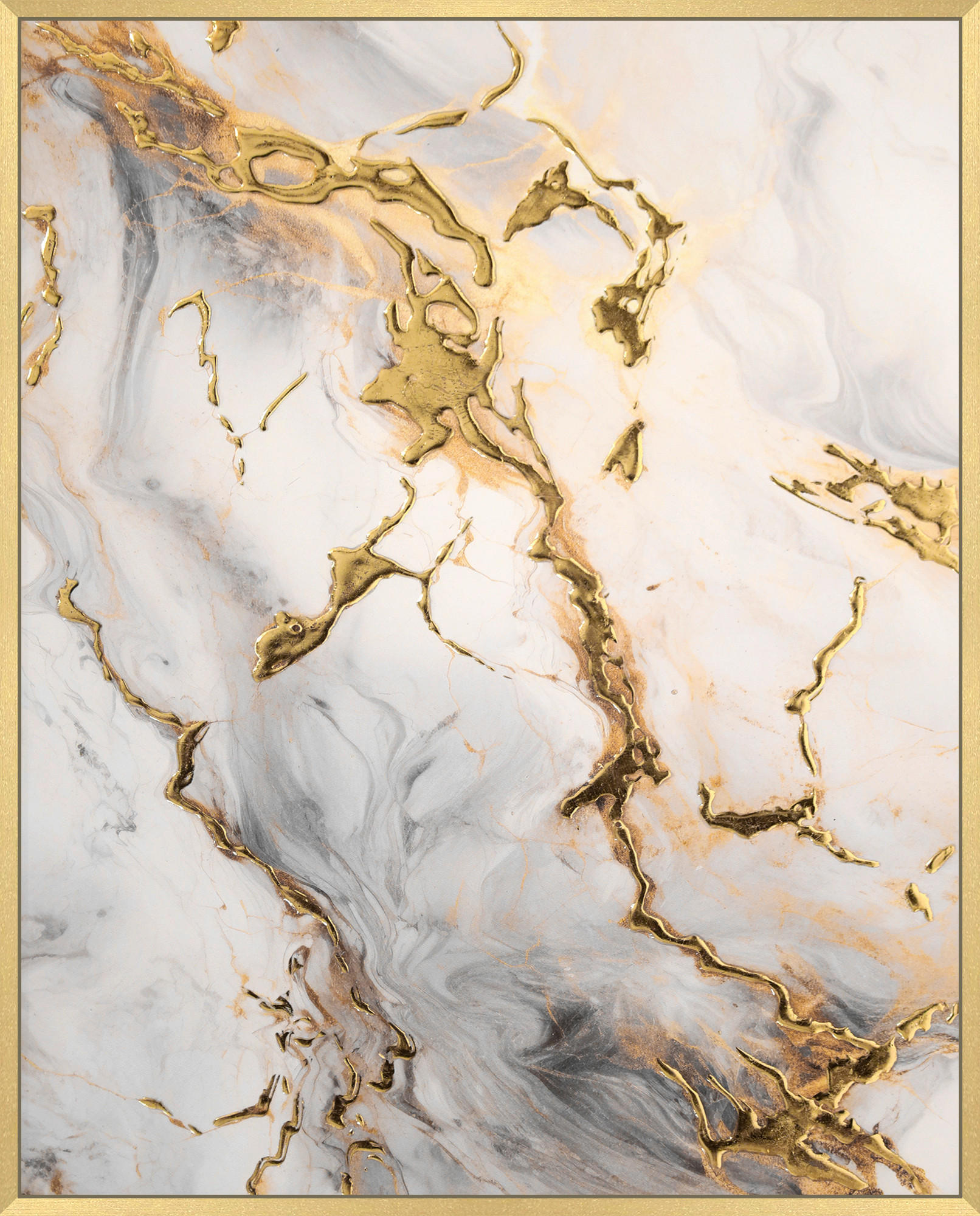 KUNSTDRUCK Abstraktes 40/50 cm  - Goldfarben/Multicolor, Basics, Holzwerkstoff (40/50cm) - Monee