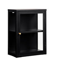 VÄGGHÄNGT VITRINSKÅP svart  45/60/25 cm  - svart/guldfärgad, Trend, metall/glas (45/60/25cm) - Xora