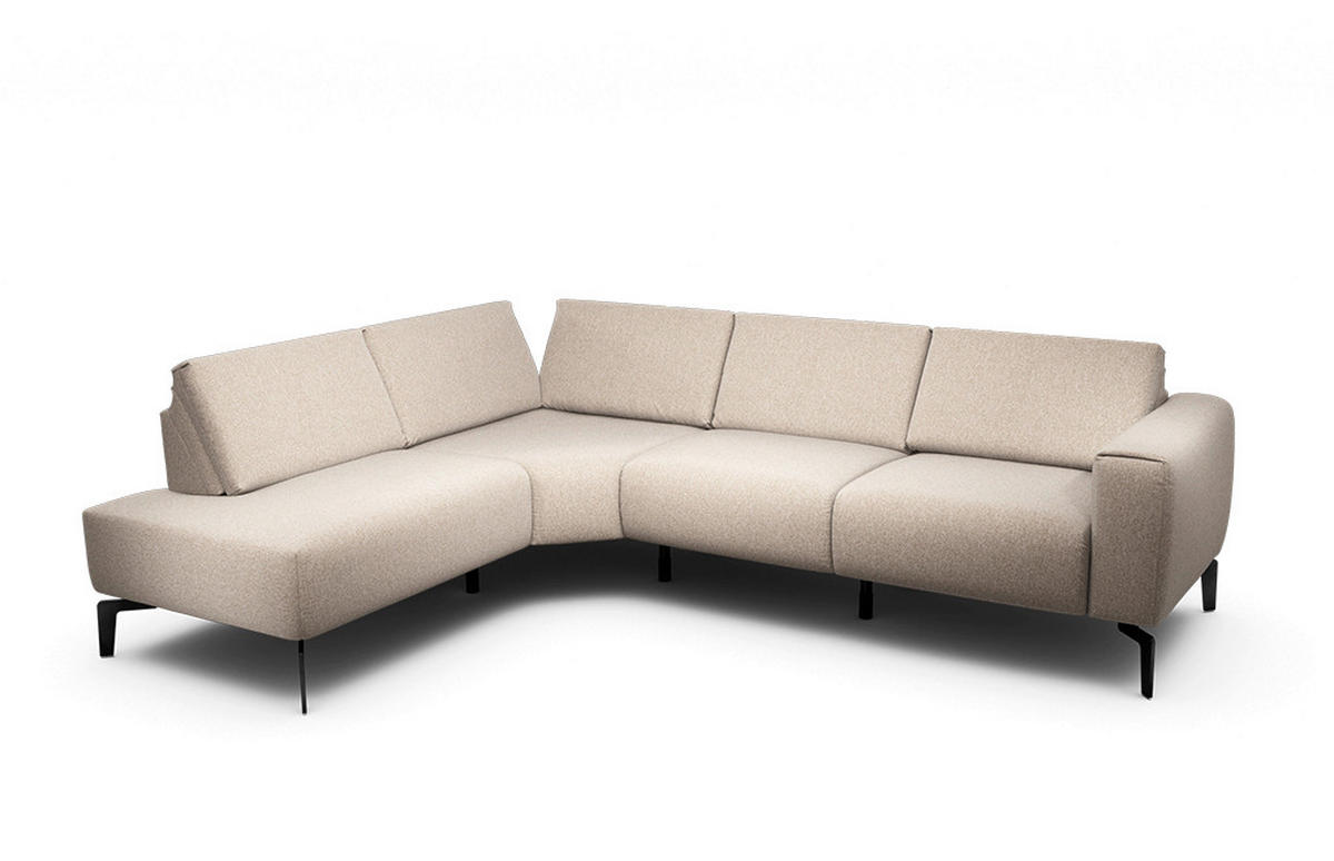 ECKSOFA Cosy Sandfarben Chenille  - Sandfarben/Schwarz, Design, Textil/Metall (193/256cm) - SENSOO