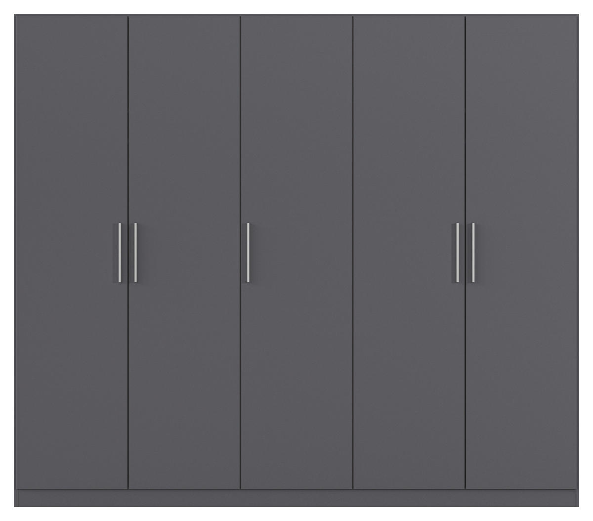 DREHTÜRENSCHRANK 226/197/54 cm,  in Grau, 5-türig  - Alufarben/Grau, KONVENTIONELL, Holzwerkstoff/Kunststoff (226/197/54cm) - home24