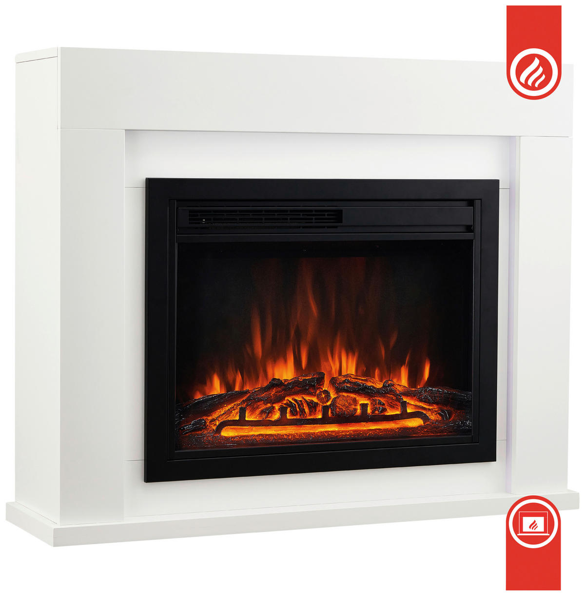 ELEKTROKAMIN - Weiß, Basics, Glas/Holzwerkstoff (95,0/77,0/26,0cm)