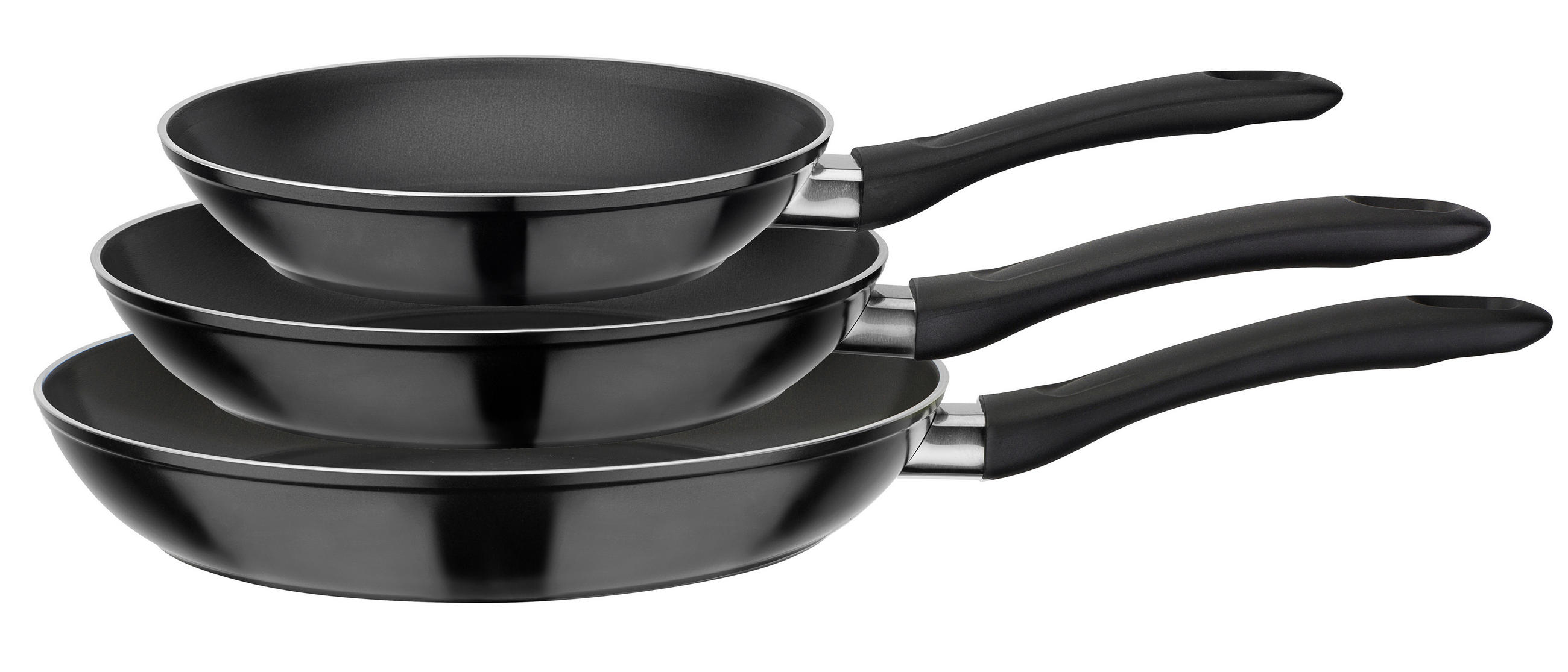 PFANNENSET 3-teilig  - Schwarz, Basics, Metall - GSW