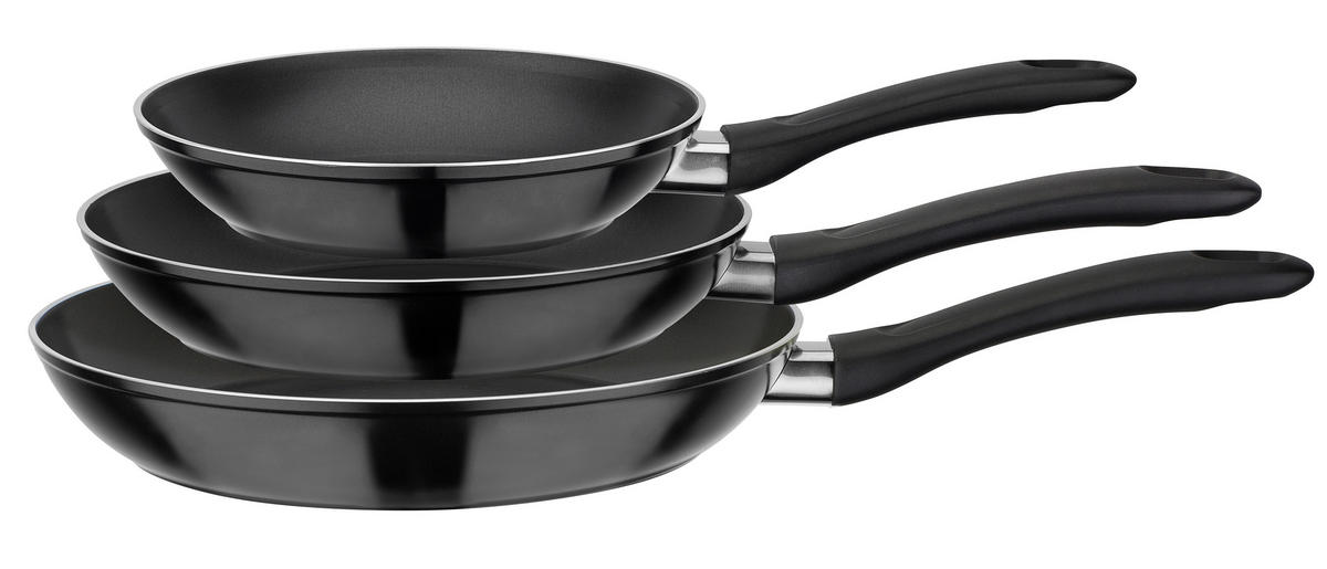 PFANNENSET 3-teilig  - Schwarz, Basics, Metall - GSW