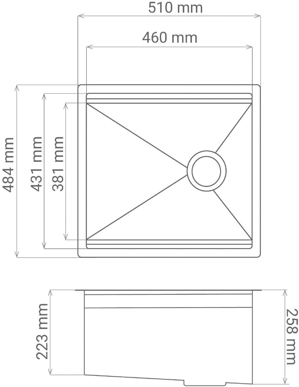 SPÜLE 17502000510484100-80  - Edelstahlfarben, Basics, Metall (51/25,8/48,4cm) - Respekta