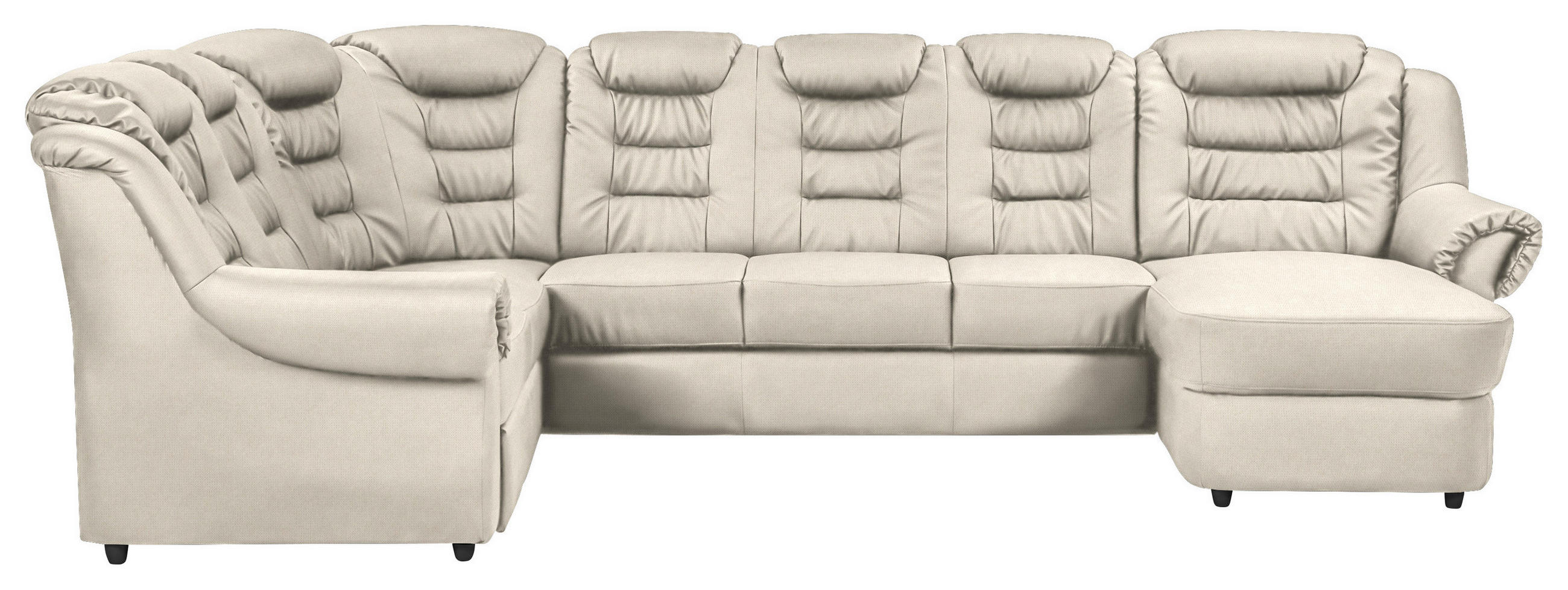 WOHNLANDSCHAFT in Chenille Creme - Creme/Schwarz, Konventionell, Kunststoff/Textil (216/333/165cm) - Livetastic