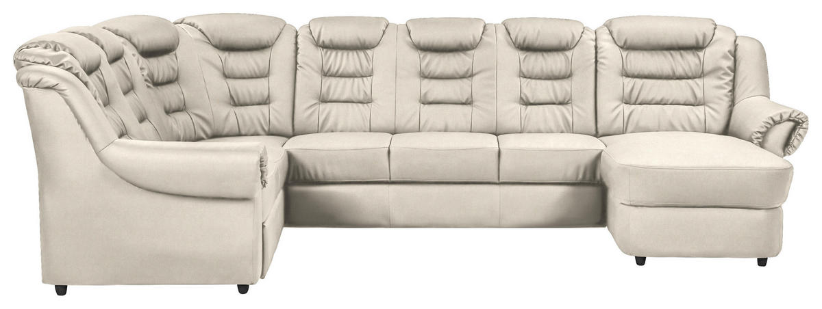 WOHNLANDSCHAFT in Chenille Creme  - Creme/Schwarz, Konventionell, Kunststoff/Textil (216/333/165cm) - Livetastic
