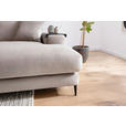 ECKSOFA in Velours Sandfarben  253/177 cm  - Sandfarben/Schwarz, Design, Textil/Metall (253/177cm) - Dieter Knoll