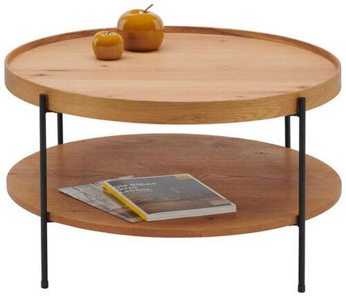 COUCHTISCH in Holz, Holzwerkstoff 80/80/45 cm  - Eichefarben/Schwarz, Design, Holz/Holzwerkstoff (80/80/45cm) - Hom`in