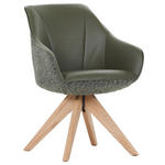 ARMLEHNSTUHL  Sitzfläche 360° drehbar, automatische Rückholfunktion Chenille, Lederlook  - Eichefarben/Olivgrün, KONVENTIONELL, Holz/Textil (60/83/65cm) - Landscape