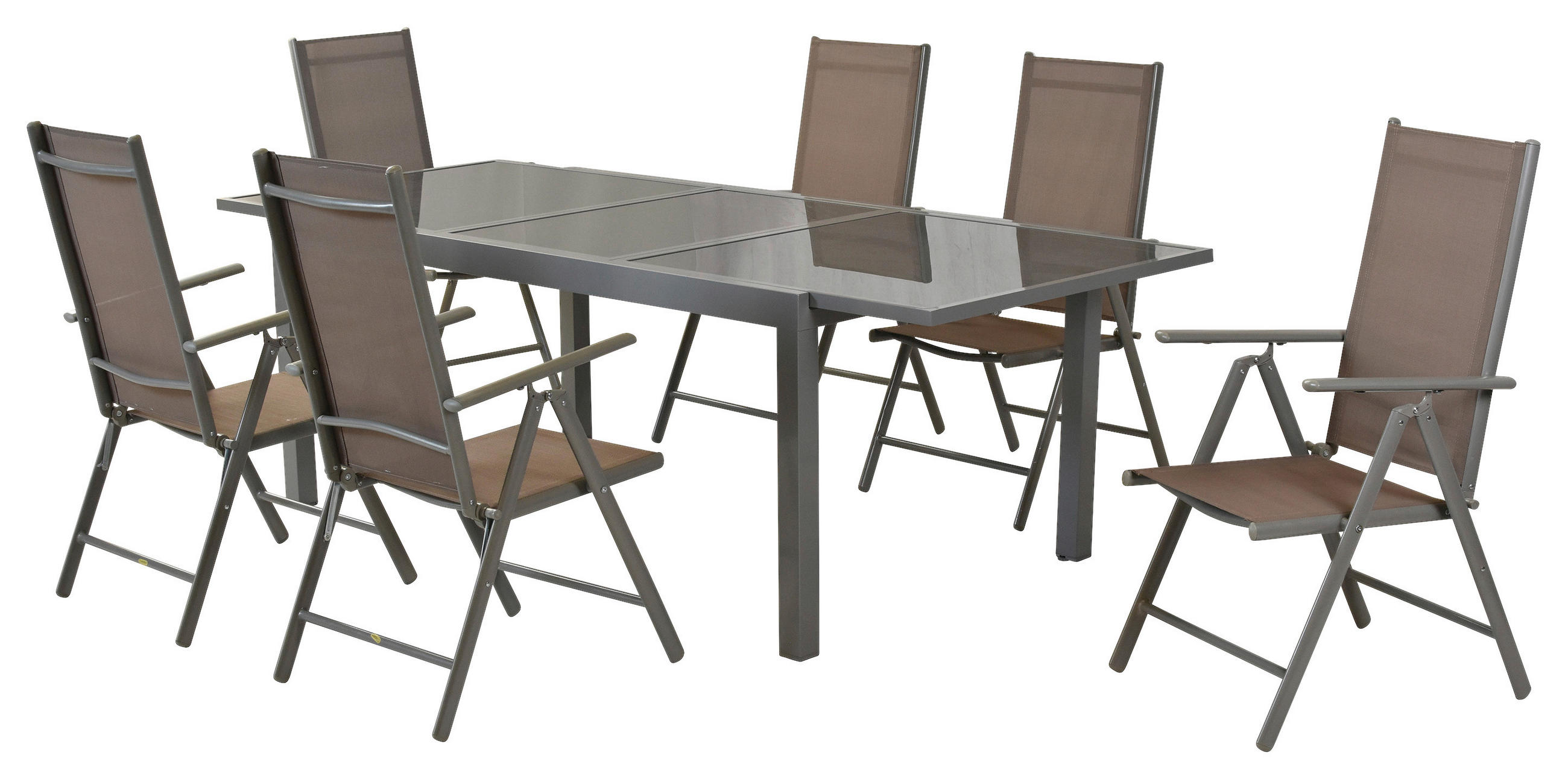 GARTENSET 7-teilig  - Taupe/Silberfarben, MODERN, Textil/Metall - Gardenson