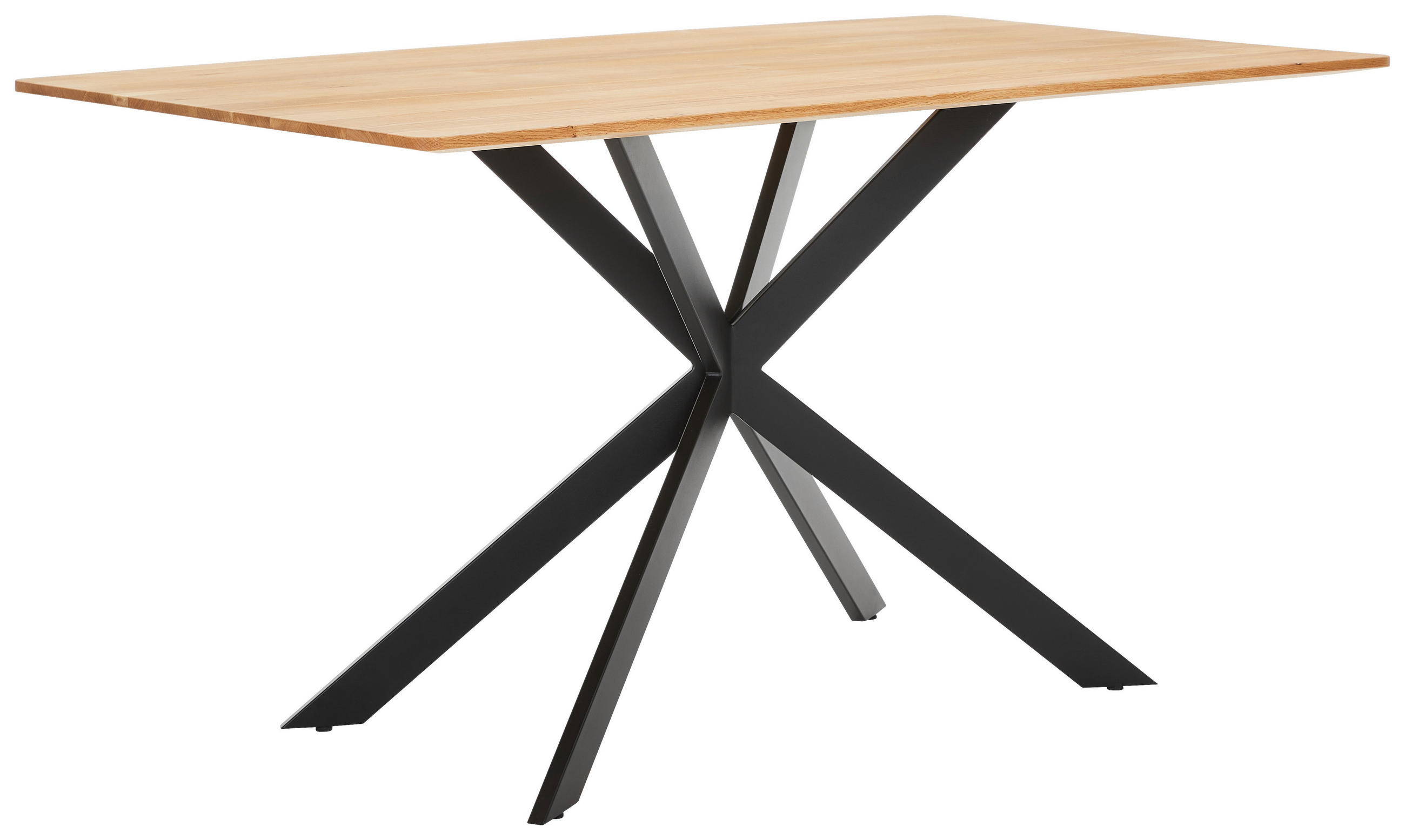 ESSTISCH Eiche vollmassiv rechteckig - Schwarz, Design, Holz/Metall (140/80/75cm) - Novel