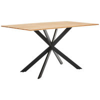 ESSTISCH Eiche vollmassiv rechteckig  - Schwarz, Design, Holz/Metall (180/90/75cm) - Novel